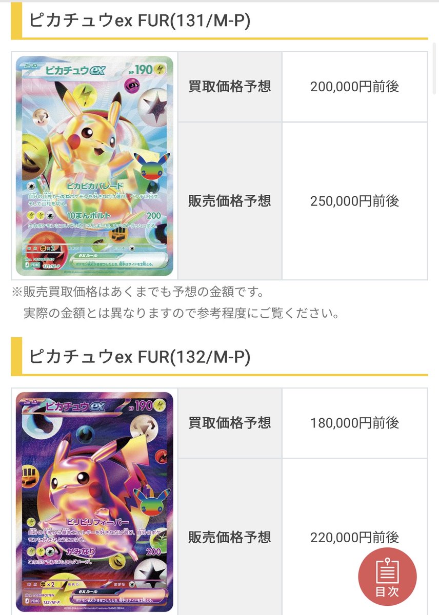 pokeca_toushi3's tweet photo. ポケモンカード３０周年

30th CELEBRATION FUTURISTIC BOX
定価27,500円
ピカチュウex FUR2種類が確定封入

予想相場
ピカチュウex FUR (白)→200,000円

ピカチュウex FUR (黒)→180,000円

3つ買えれば100万と！？

※あくまでも予想です笑 https://t.co/Au1cRx8IjM