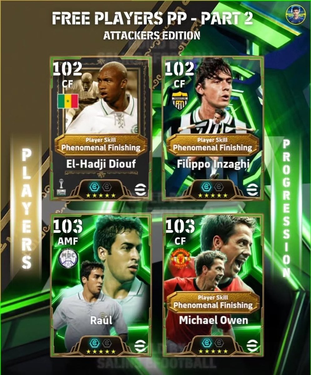 malume_efb's tweet photo. If you could get only ONE free player, who would you choose? 👀
⚽ Diouf
⚽ Inzaghi
⚽ Raúl
⚽ Owen
Vote in the comments! 👇 #イーフト #eFootball https://t.co/3mONc19jgG