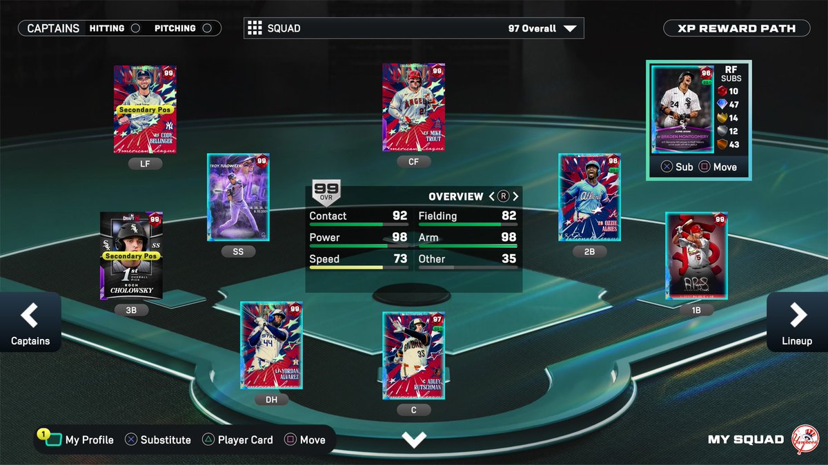 crixblacc8's tweet photo. The updated squad #MLBTheShow https://t.co/y3LPc0EGU0