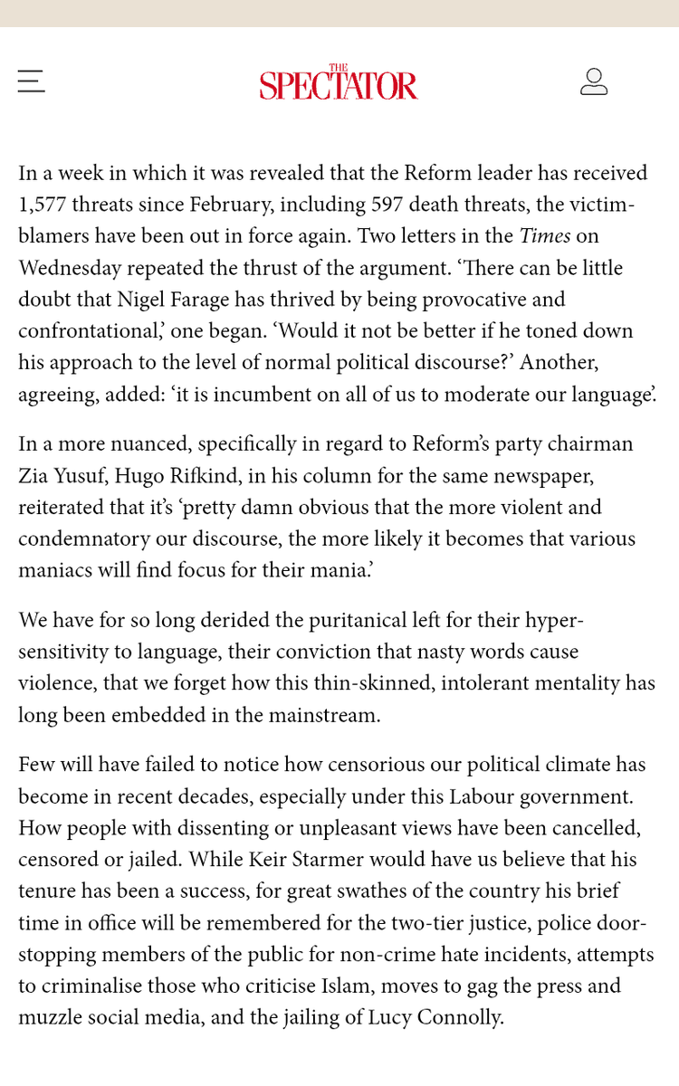 tesssummers98's tweet photo. Tone policing Nigel Farage will only backfire:
People are fed up with the politically-motivated deceitfulness of those in authority, a trend exemplified by the conduct of Devon and Cornwall police this week, who broke customary procedure in the wake of Ann Widdecombe’s murder in their desperation to say that the crime was not political. That kind of shiftiness was even more apparent in the wake of the Southport murders
https://t.co/4Bffetya4Z