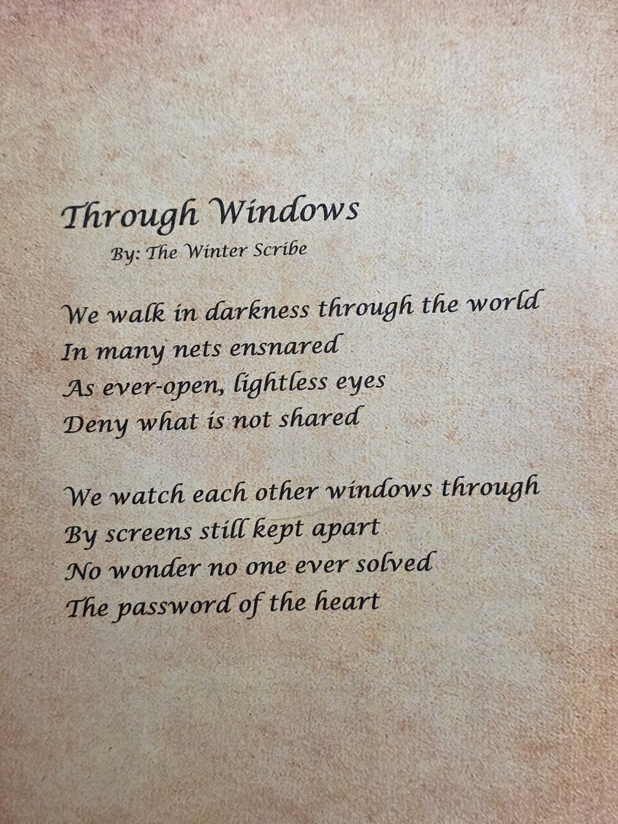 Winter_Scribe's tweet photo. #WinterScribe #SpilledInk #Poetry #Art #Poem #Poet #Poets #PoetryCommunity #PoetSociety #PoetryLovers #PoetryIsNotDead #CreativeWriting #Writer #Writers #WritersCommunity #WritingCommunity #Writing #Art #WordPorn #PoetryPorn #Windows #Distance #Disconnected https://t.co/Vx6TazknUq