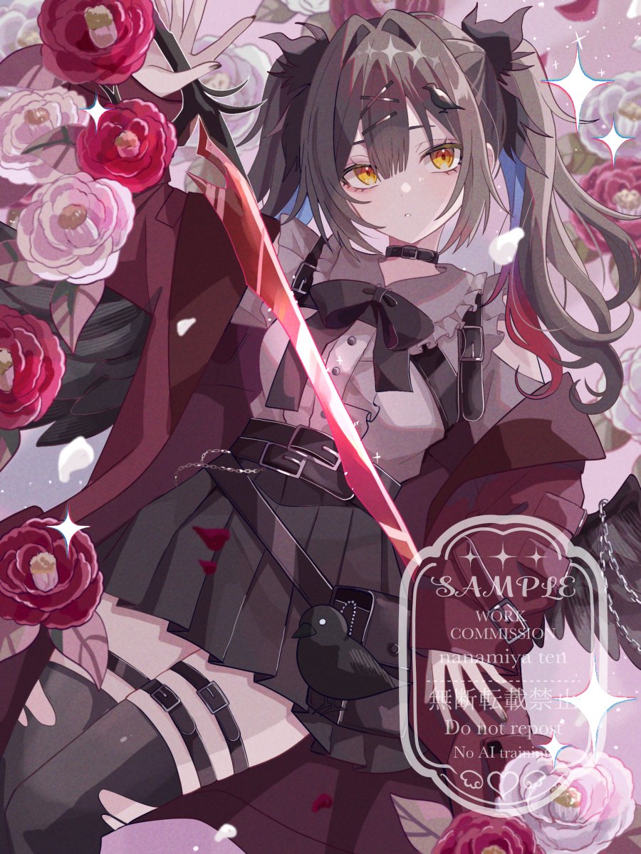 moon10o0's tweet photo. 〻work〻
VTuber準備中の八咫姫いざな様🐦‍⬛⚔️

この度、アイコン用を兼ねた一枚絵を担当させていただきました！
美しくもかっこよく見えるお姿ぜひみてください✨ https://t.co/exOrwMgSPI