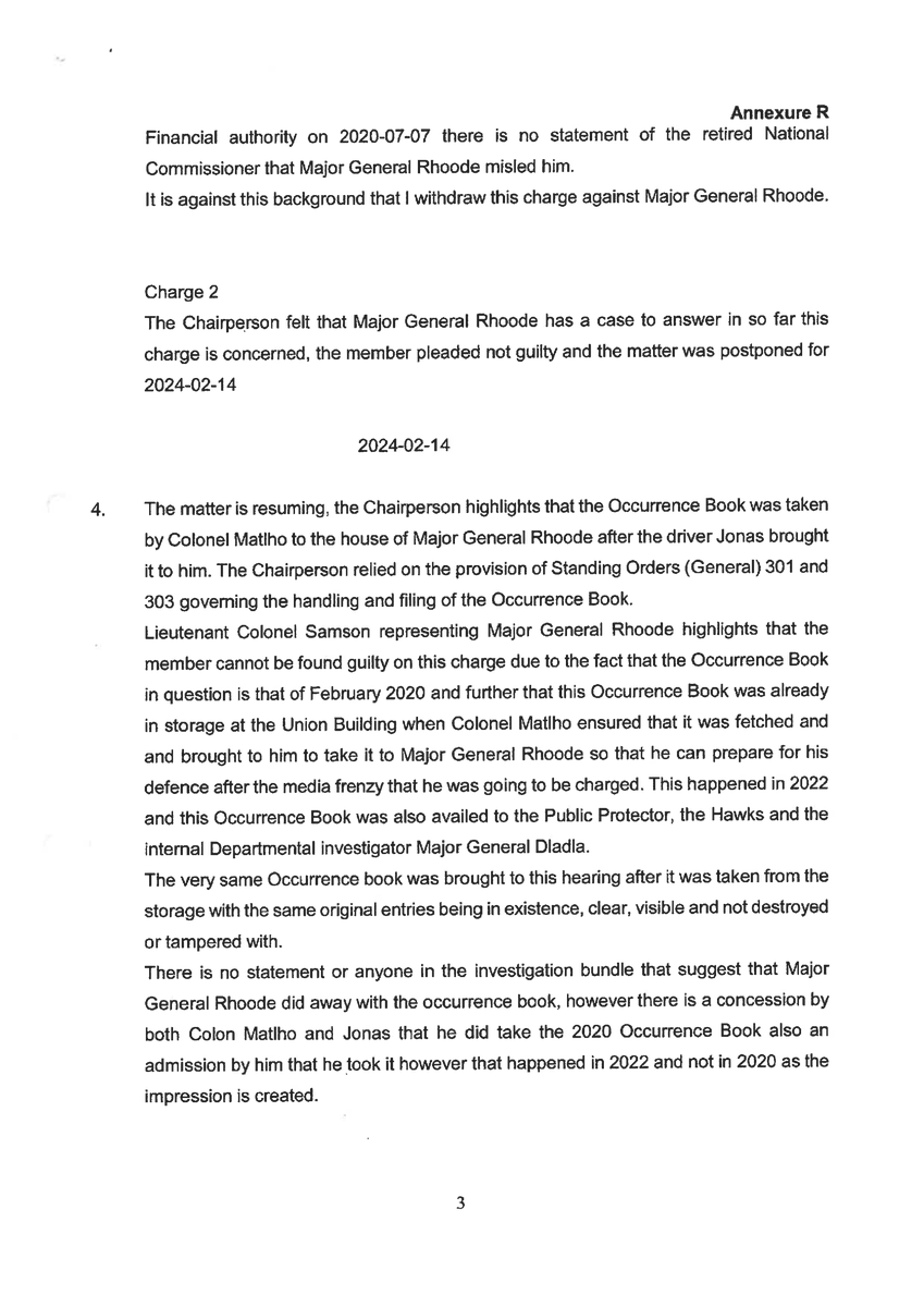 ME_Beaumont's tweet photo. 🚨 BREAKING: ActionSA has officially released the records of the disciplinary hearing against members of the President’s own Protection Unit.

SAPS’ four page report into Wally Rhoode proves this is a whitewash. https://t.co/ffPQrPqb3c