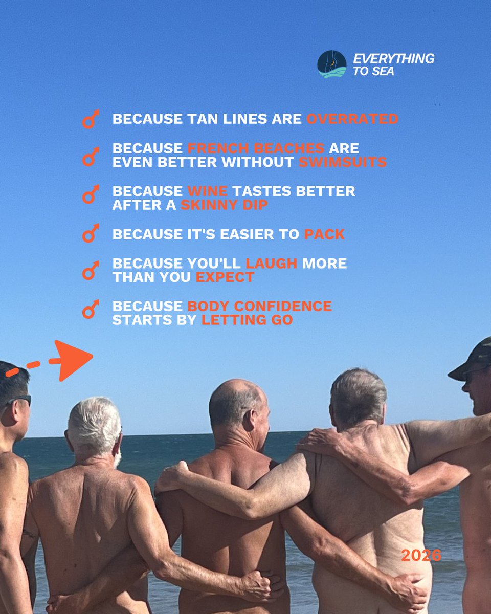 everythingtosea's tweet photo. We asked the Nomadic Boys why you should get naked in France.

Their answers?

- Fewer tan lines.
- Better wine.
- Less laundry.
- More laughter.
- Freedom looks good on everyone.

Case closed. https://t.co/Do0GHttNgK