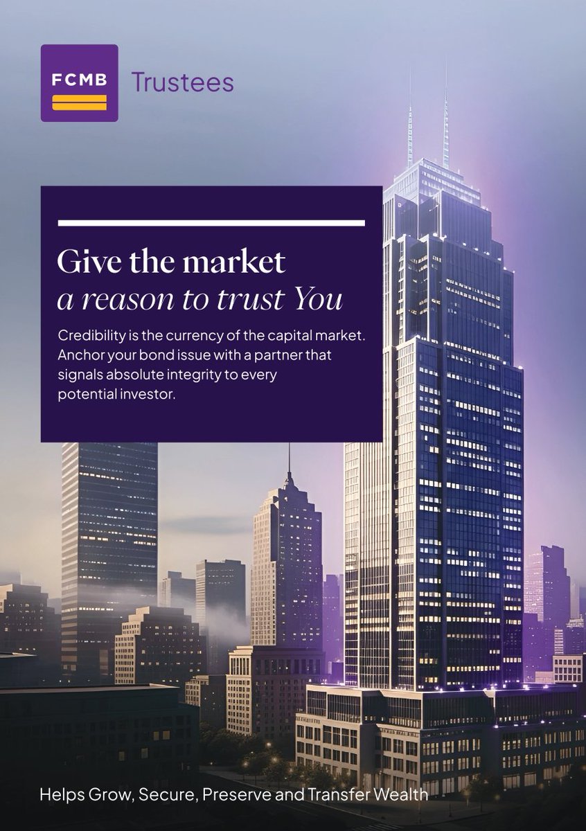 fcmbtrustees's tweet photo. Credibility is the currency of the capital market. When investors consider a Corporate Bond, they look beyond the returns—they want confidence that their investment is protected by strong governance and independent oversight. https://t.co/RrusZS0nei