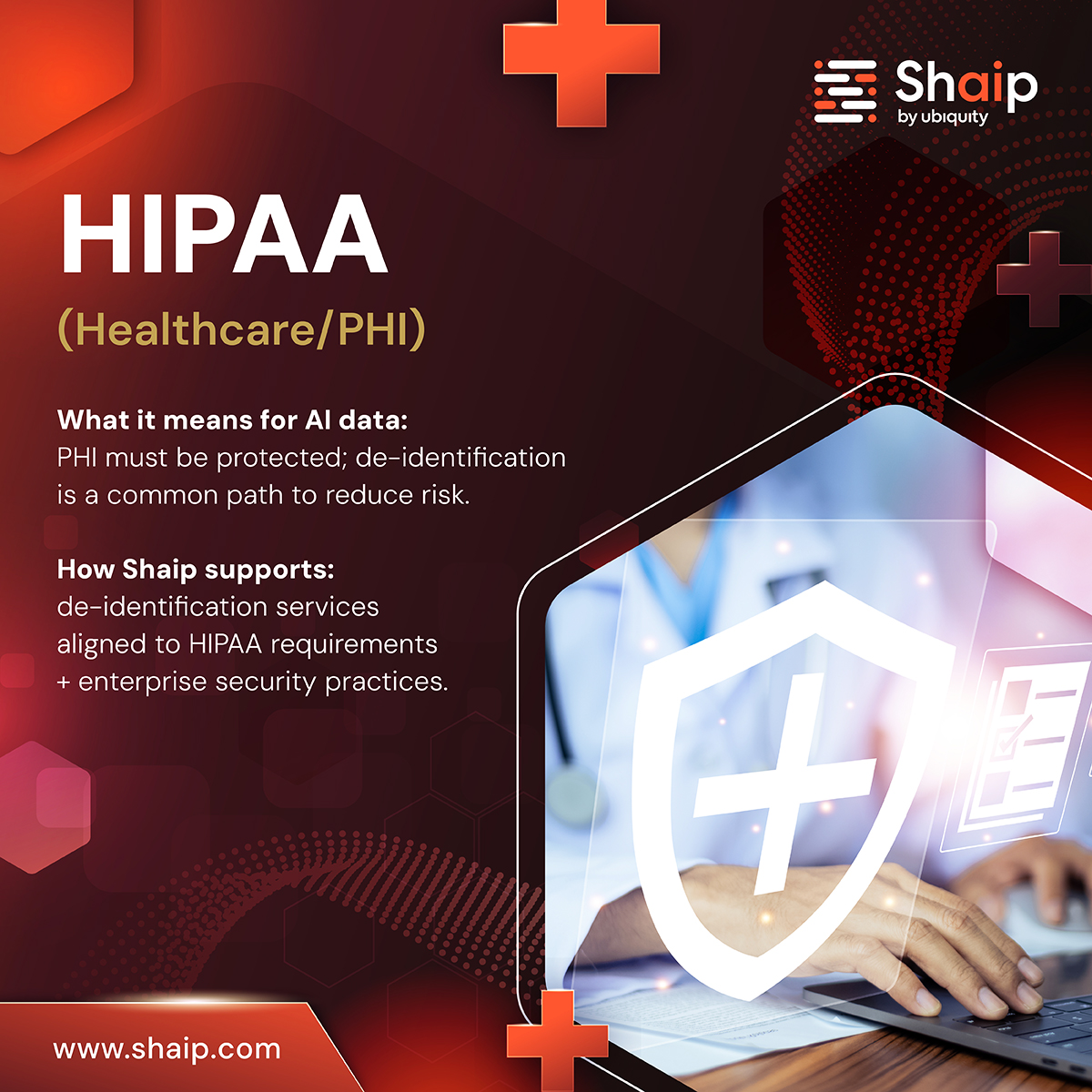 weareshAIp's tweet photo. Your data must be compliant.

Shaip helps you scale AI across borders while staying audit-ready for HIPAA, GDPR &amp; CCPA:

-- Enterprise-grade security &amp; certifications
--Automated PII de-identification
--Documented governance &amp; controls

#DataPrivacy #ResponsibleAI #Shaip https://t.co/JLsqFaN5AU