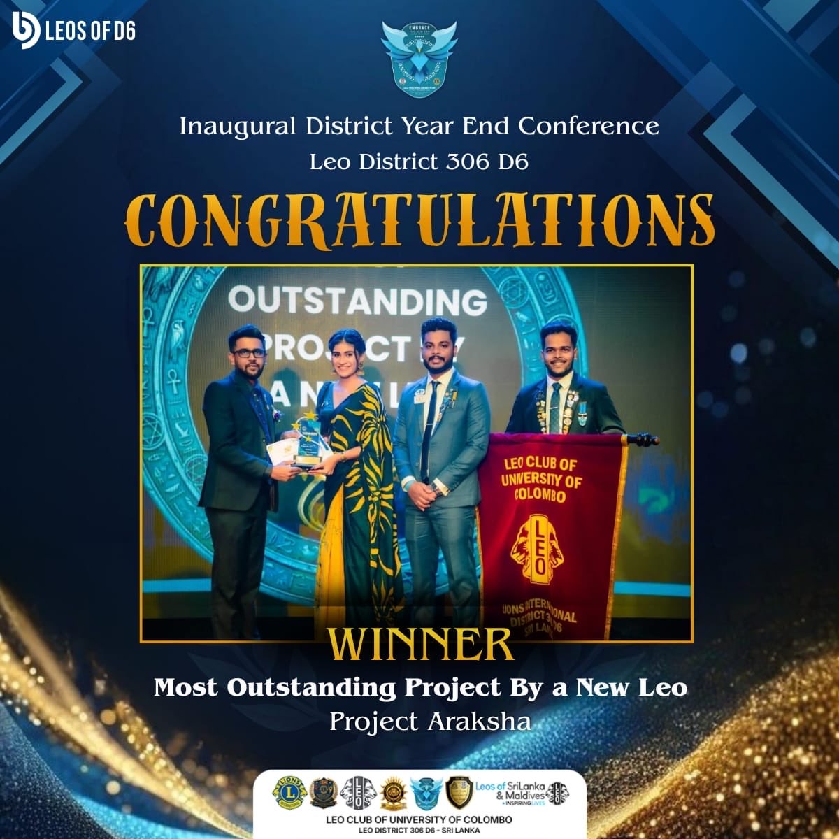 uocleos's tweet photo. We are delighted to celebrate another proud milestone achieved by 𝐋𝐞𝐨 𝐂𝐥𝐮𝐛 𝐨𝐟 𝐔𝐧𝐢𝐯𝐞𝐫𝐬𝐢𝐭𝐲 𝐨𝐟 𝐂𝐨𝐥𝐨𝐦𝐛𝐨

🏆 𝗪𝗶𝗻𝗻𝗲𝗿 - 𝗣𝗿𝗼𝗷𝗲𝗰𝘁 𝗔𝗿𝗮𝗸𝘀𝗵𝗮
🏅𝗖𝗮𝘁𝗲𝗴𝗼𝗿𝘆 - 𝗠𝗼𝘀𝘁 𝗢𝘂𝘁𝘀𝘁𝗮𝗻𝗱𝗶𝗻𝗴 𝗣𝗿𝗼𝗷𝗲𝗰𝘁 𝗯𝘆 𝗮 𝗡𝗲𝘄 𝗟𝗲𝗼 https://t.co/sg9JvTOmzc
