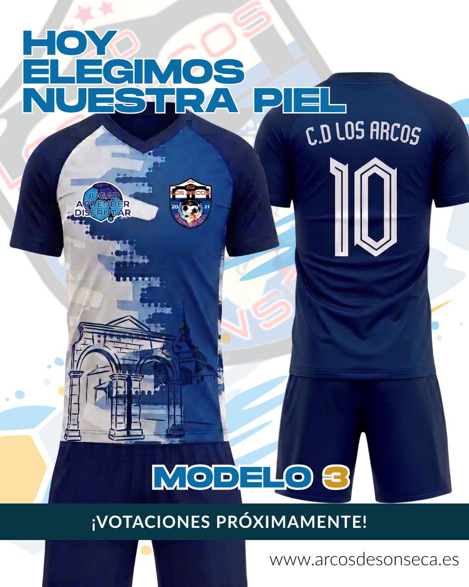 c_sonseca58550's tweet photo. El último aspirante salta al campo. 👕🔥 Descubre el MODELO 3, el diseño que completa la baraja para nuestra temporada 26/27.

Un azul noche profundo y muy elegante que abraza nuestra historia, haciendo resaltar con más fuerza que nunca la silueta de nuestros emblemáticos Arcos y la filosofía de jugar, aprender y disfrutar.

Ya están los tres diseños sobre la mesa, y ahora... ¡os toca jugar a vosotros! 🫵💙

🚨 ATENCIÓN MAREA AZUL: Esta misma tarde publicaremos el enlace oficial de votación. Las urnas estarán abiertas durante todo este fin de semana para que las familias elijáis, y el próximo LUNES anunciaremos  cuál será nuestra nueva piel definitiva.

¿Tenéis clara vuestra elección o hay dudas en casa? 👇 ¡Os leemos en comentarios y preparad los móviles para esta tarde!

🔗 PD: Recordad que las INSCRIPCIONES siguen ABIERTAS en https://t.co/b1AzT4mZB9. ¡Aún estás a tiempo de vestirla!

#CDLosArcos #MareaAzul #MetodologiaEduco #FútbolFormativo #Sonseca