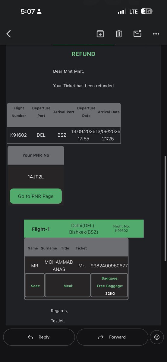Anas_13_3's tweet photo. Dear @GoibiboSupport @Goibibo, my TezJet flight was cancelled by the airline, yet your app shows “No refund applicable.”  I paid ₹32,522 for my booking and need a clear explanation and resolution. Please look into this urgently.
Booking ID: GOFLISTALVTP1481692
PNR: 142P5Z https://t.co/0doZgXJCuF