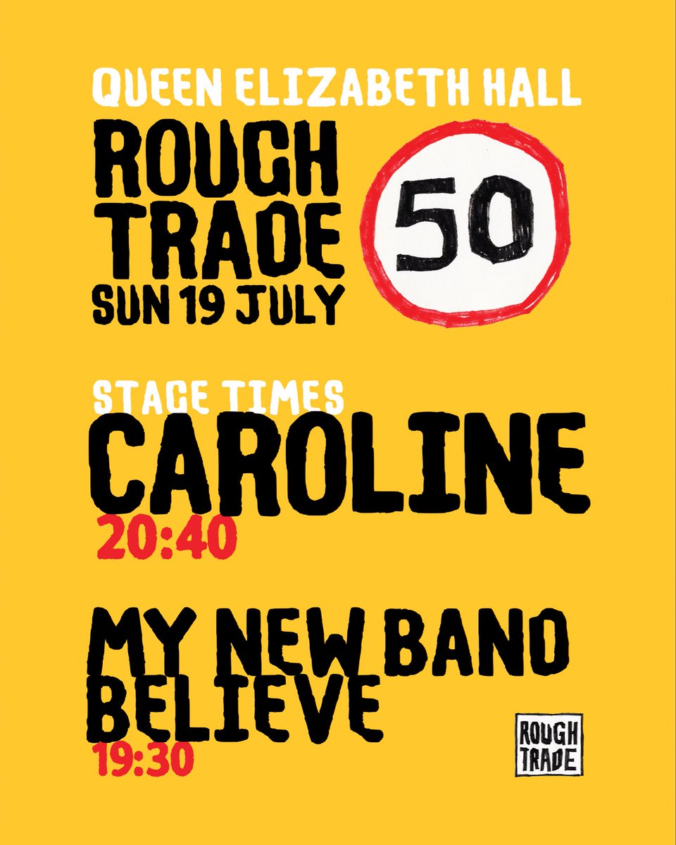 RoughTradeRecs's tweet photo. For those heading down to the @southbankcentre this weekend, here are your show timings ⏰

The RT50 events begin tonight with programming from Rough Trade Books. https://t.co/XgOMlG7TW7