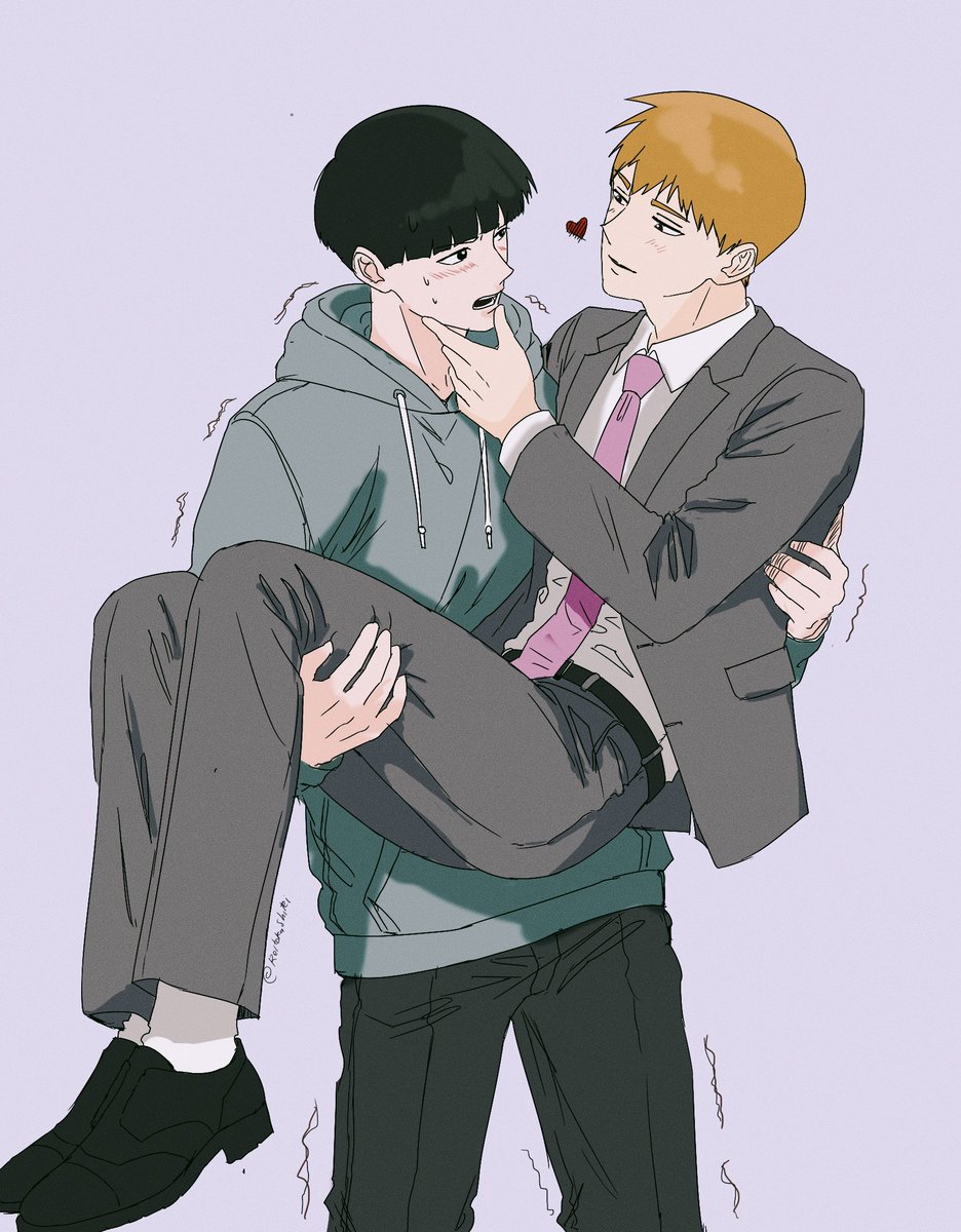 reitokashitei's tweet photo. R: Heee~ so this is the result of all your trainings?

M: Y-Yes!!

R: Am I heavy?

M: Not at all! I will carry you to the bed!

R: But you're trembling, you know?

M: I-It's just a side effect of yesterday's workout!

1933 #モブ霊 #mobrei https://t.co/LoyE7khftK