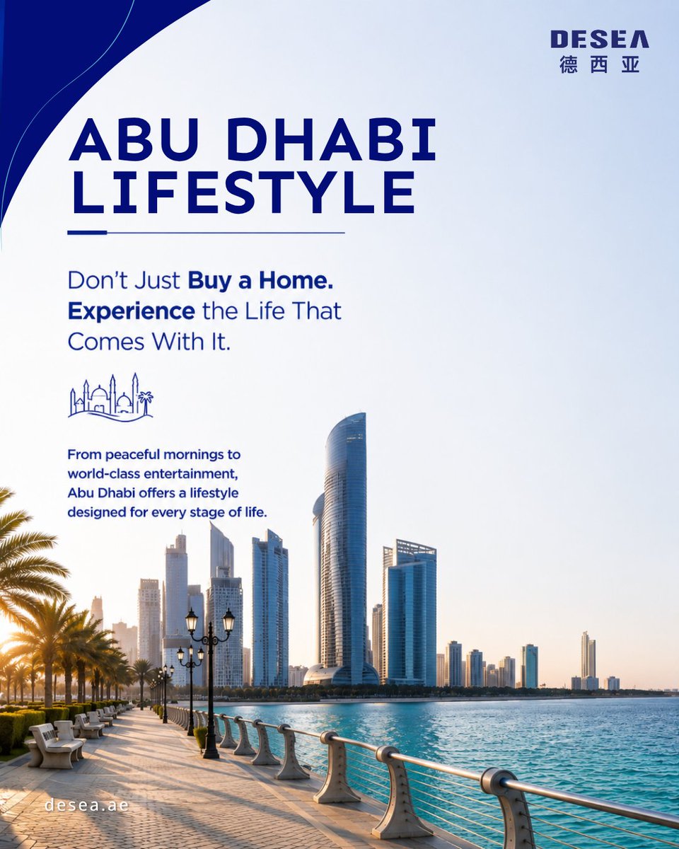 DeseaLtd's tweet photo. Experience the Life That Comes With It.

Experience a healthier, calmer, and more exciting lifestyle in the heart of the UAE. Abu Dhabi offers world-class dining, safe communities, and endless waterfront views.

Find your perfect community with Desea today. https://t.co/Q8Y7ifvxO8