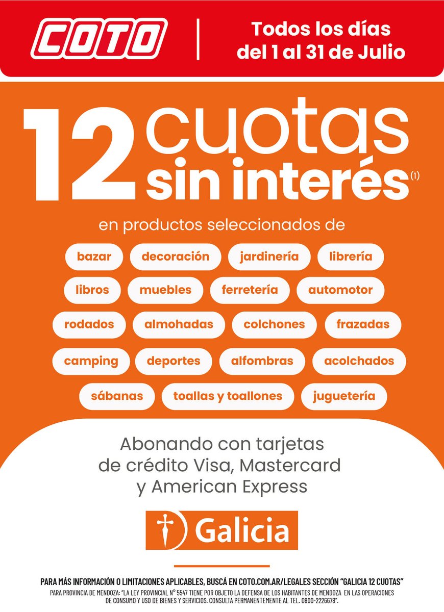 Coto_Ar's tweet photo. 🙌 Lo bueno se disfruta más cuando es fácil elegirlo. Aprovechá las cuotas sin interés.

Conocé todo 👉 https://t.co/lGKEeBaf98 https://t.co/dp9SnzRWXu