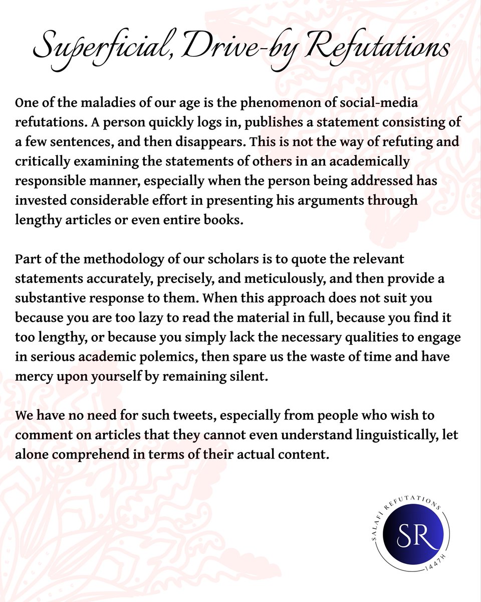 SalafiRef's tweet photo. Regarding superficial drive-by refutations. https://t.co/VpnDGLVCzE
