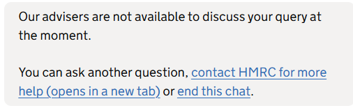 cath_walker's tweet photo. @HMRCcustomers Very poor guys!  Called the CIS helpline.  It directed me to the online chat, saying that would be quicker.  Luckily I didn't hang up as directed because this is the online chat: https://t.co/ICJxUxgzw5