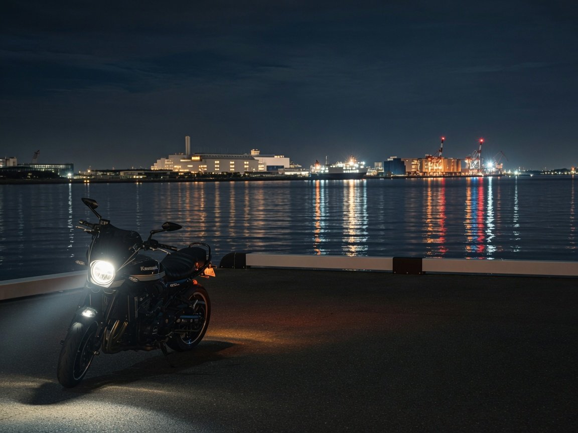 バイクのある夜景