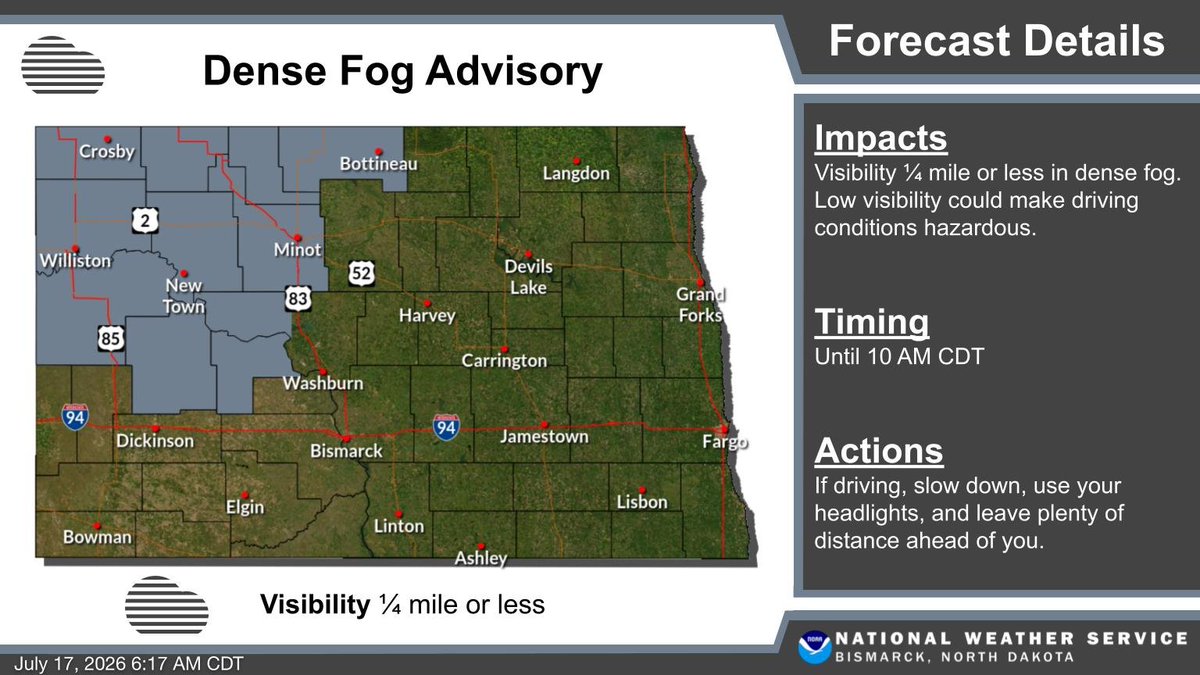 A Dense Fog Advisory is in effect for northwest and parts of north