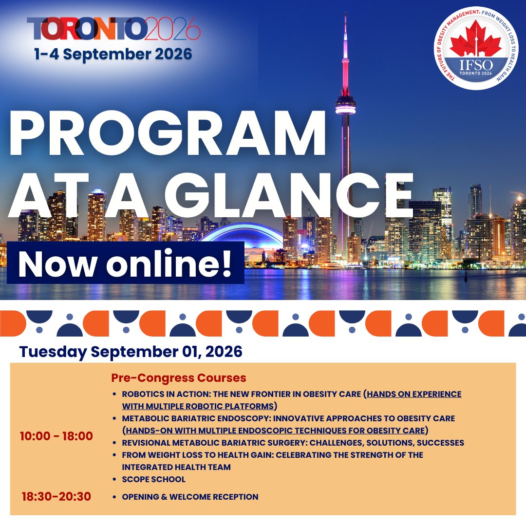 IfsoSecretariat's tweet photo. 🚀 The #IFSO2026 Program at a Glance is now live!
Explore keynote lectures, expert-led courses, debates, and interactive discussions with world-renowned leaders in the field.
Explore the program here👉🏻 https://t.co/jKRMHqBESy
🍁 See you in Toronto!
#IFSO #MBS #Toronto https://t.co/ZwZdBIn8Lx