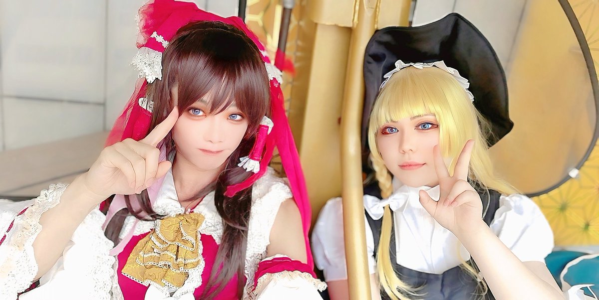 AMADEUSJupiter's tweet photo. レイマリIN道頓堀！！
#博麗霊夢
#霧雨魔理沙
#東方Project
#コスプレ https://t.co/CfurjKoDKP