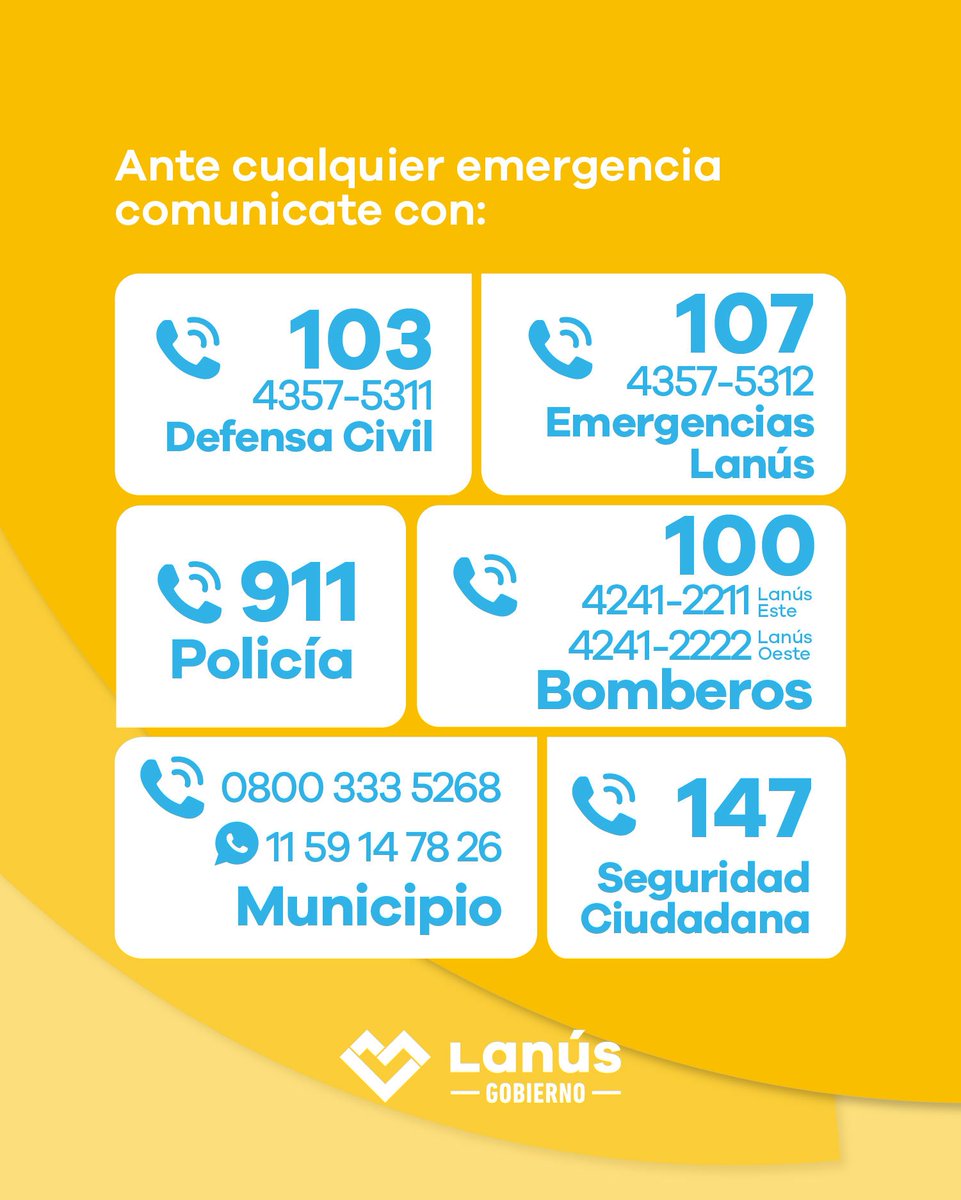 lanusmunicipio's tweet photo. 🟡⛈️ ALERTA AMARILLA POR TORMENTAS

Durante la mañana de este viernes 17 de julio, se esperan tormentas aisladas de variada intensidad. Algunas podrán ser localmente fuertes, con actividad eléctrica, lluvias abundantes en cortos períodos, ocasional caída de granizo y ráfagas intensas.

👉 Se estiman valores de precipitación acumulada entre 10 y 35 mm, que podrán ser superados de forma puntual.

📌 En caso de emergencia, comunicate con Defensa Civil al 103 o llamá al 4357-5311.