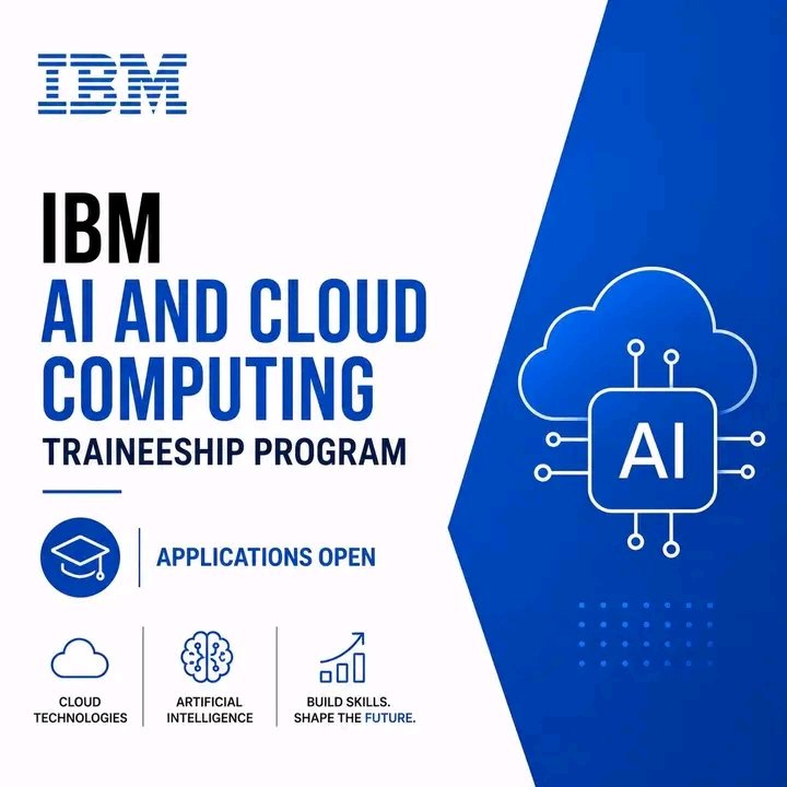 AdemilsonAt's tweet photo. IBM AI and Cloud Computing Traineeship Program Applications Open
https://t.co/UeRlK6QnoJ
The IBM AI and Cloud Computing Traineeship Program is now accepting applications from aspiring technology professionals looking to build careers in AI and cloud computing.

✔️ Traineeship opportunities in artificial intelligence, cloud computing, data science, cybersecurity, software engineering, and IT infrastructure
✔️ Open to students, recent graduates, and early-career professionals in eligible locations
✔️ Gain hands-on training, mentorship, and practical experience with industry-leading technologies
✔️ Develop in-demand technical skills while working with global technology experts

A valuable opportunity to launch your technology career and gain real-world experience in AI and cloud computing with IBM.

#IBM #ArtificialIntelligence #CloudComputing #Traineeship #Technology #TechCareers #ApplyNow