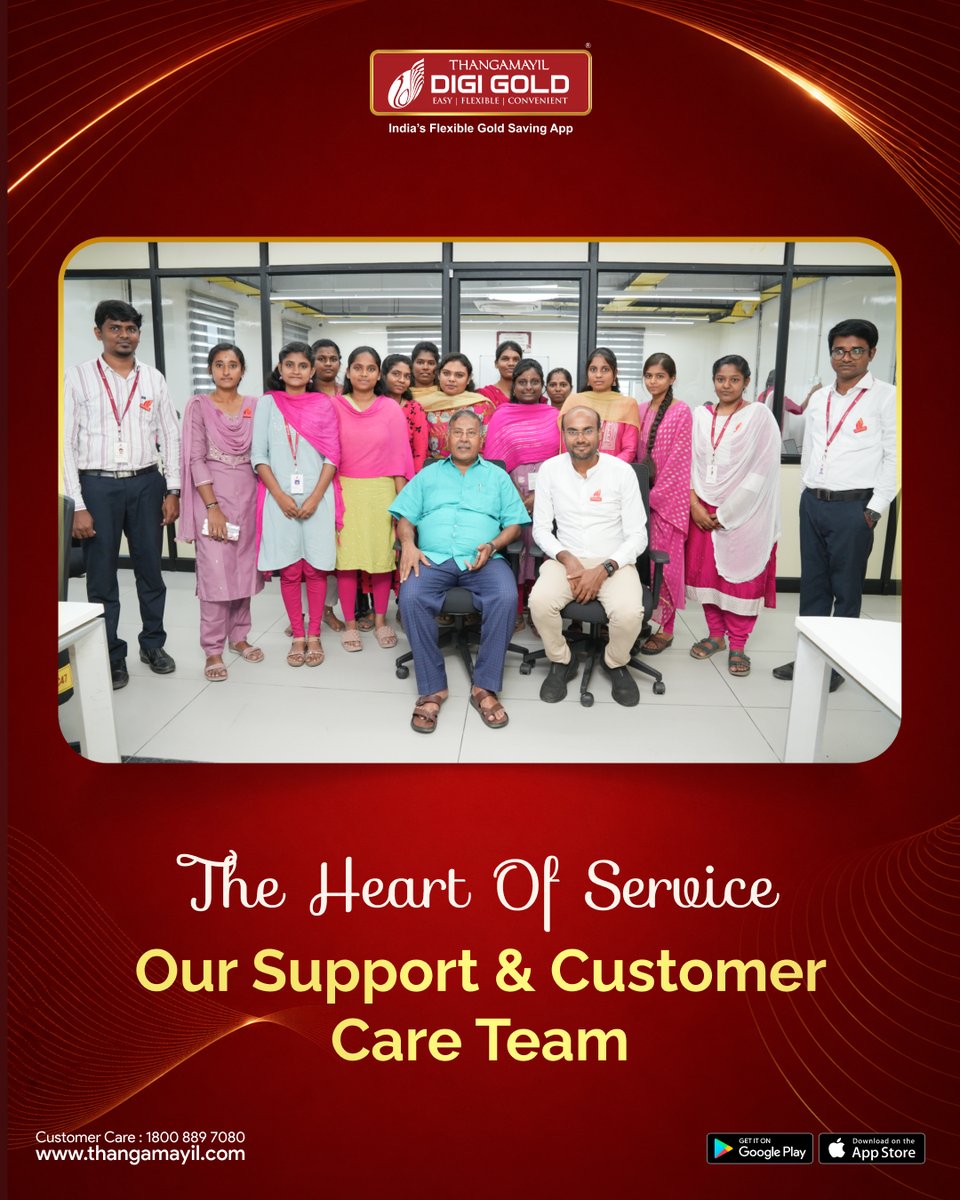 Digigold_tmj's tweet photo. The Heart of Service —
Every question answered, every concern heard, every customer valued.
Our Support & Customer Care Team members.
#Thangamayil #CustomerCare #SupportTeam #NewOffice #ServiceExcellence #NewBeginnings https://t.co/uoi8Rn4eWE