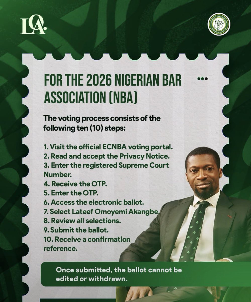 lordcharles01's tweet photo. Confirmed that my name is on the final voters list ✅

Charged the phone with my MTN SIM so I can get OTP ✅

Continuing my evangelism with my friends to vote for my candidate ✅

Ready to Vote Lateef Omoyemi Akangbe SAN as the next President of the NBA. ✅

@OmoyemiAkangbe 🔥 https://t.co/jEVl55BAWY
