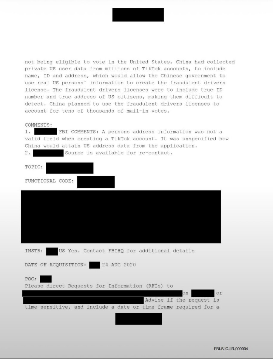 krassenstein's tweet photo. Notice how all these Republicans are cropping documents to create a false narrative. 

If you read the whole thing (posted below) you would know that this document is an unverified intelligence report that was recalled before investigation. No evidence shows any ballots were fraudulently cast.

They also point out that the person seemed to be lying about how the addresses were obtained from TikTok.