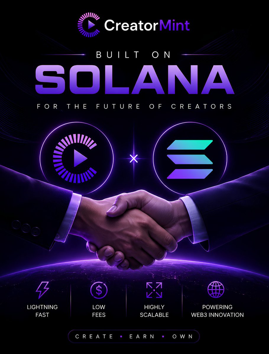 Creatormintai's tweet photo. Built on Solana β‘
Fast.
Scalable.
Low fees.
The infrastructure powering the future of CreatorMint and the creator economy.
π Create β’ Earn β’ Own.
#Solana #CreatorMint https://t.co/2HZn0Hdq9z