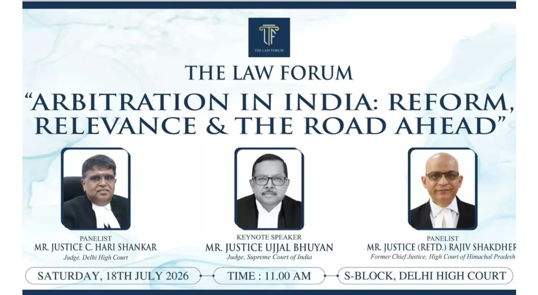 devtripathi04's tweet photo. Justice Ujjal Bhuyan To Deliver Keynote Address At The Law Forum's Discussion On Arbitration Reforms. https://t.co/Yre3QXfVd9