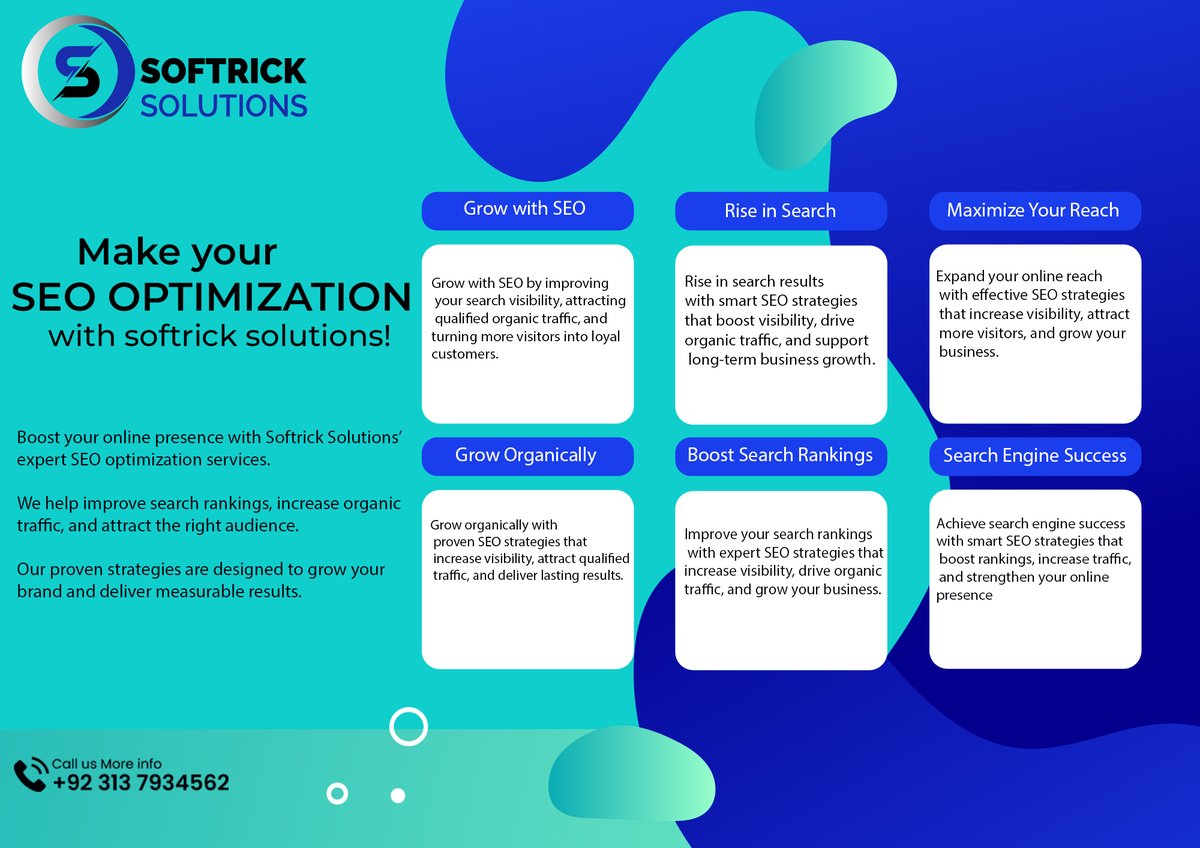 softriksolution's tweet photo. 📈 Make Your SEO Optimization Level Up with Softrick Solutions
🏃 Visit our website: https://t.co/858HgR5ZF6
📱 Contact us: info@softricksolutions.com
#SEO #SEOOptimization #DigitalMarketing #SearchEngineOptimization #OrganicTraffic #BusinessGrowth #SoftrickSolutions https://t.co/ZBjP2RIgSi