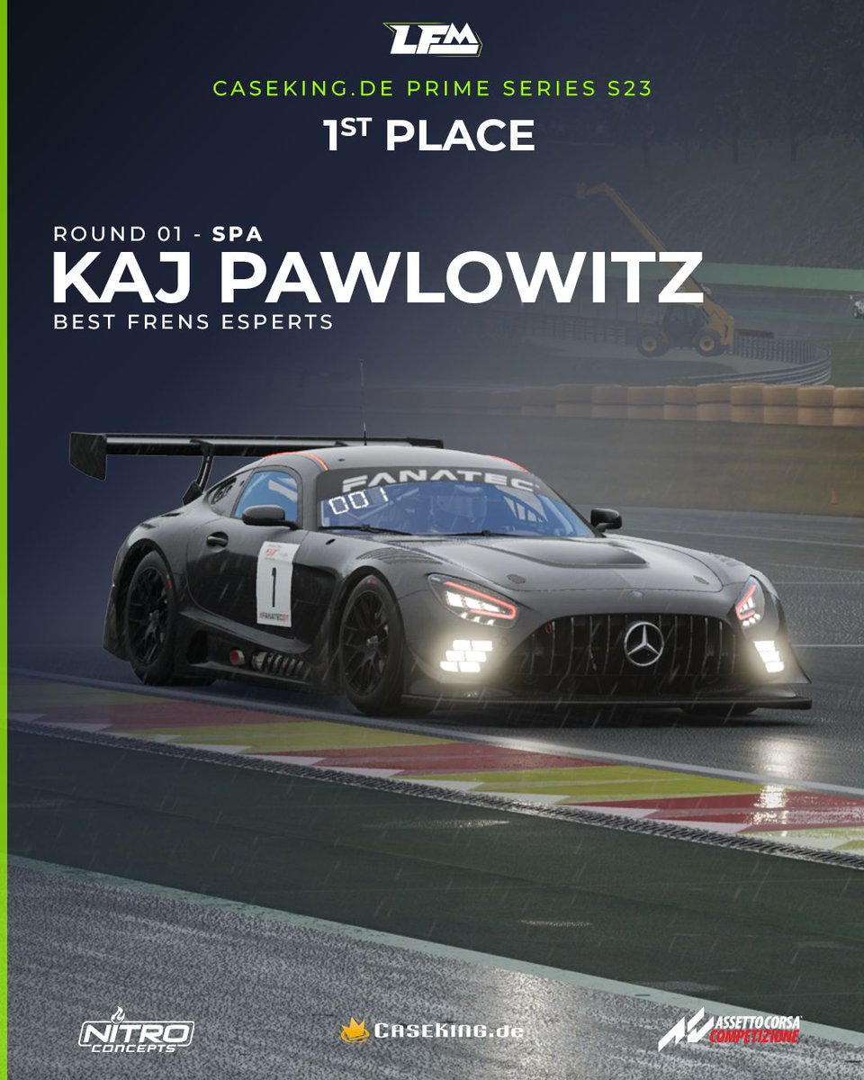 LFMotorsport's tweet photo. Congratulations to the podium finishers of the first race of the @caseking Prime Series! The Top 15 standings are as follows.
https://t.co/Q5DaKDuDbD
#lowfuelmotorsport #LFM #podium #winnerwinner #spa #assettocorsacompetizione #simracing https://t.co/zYP0PQNFYz