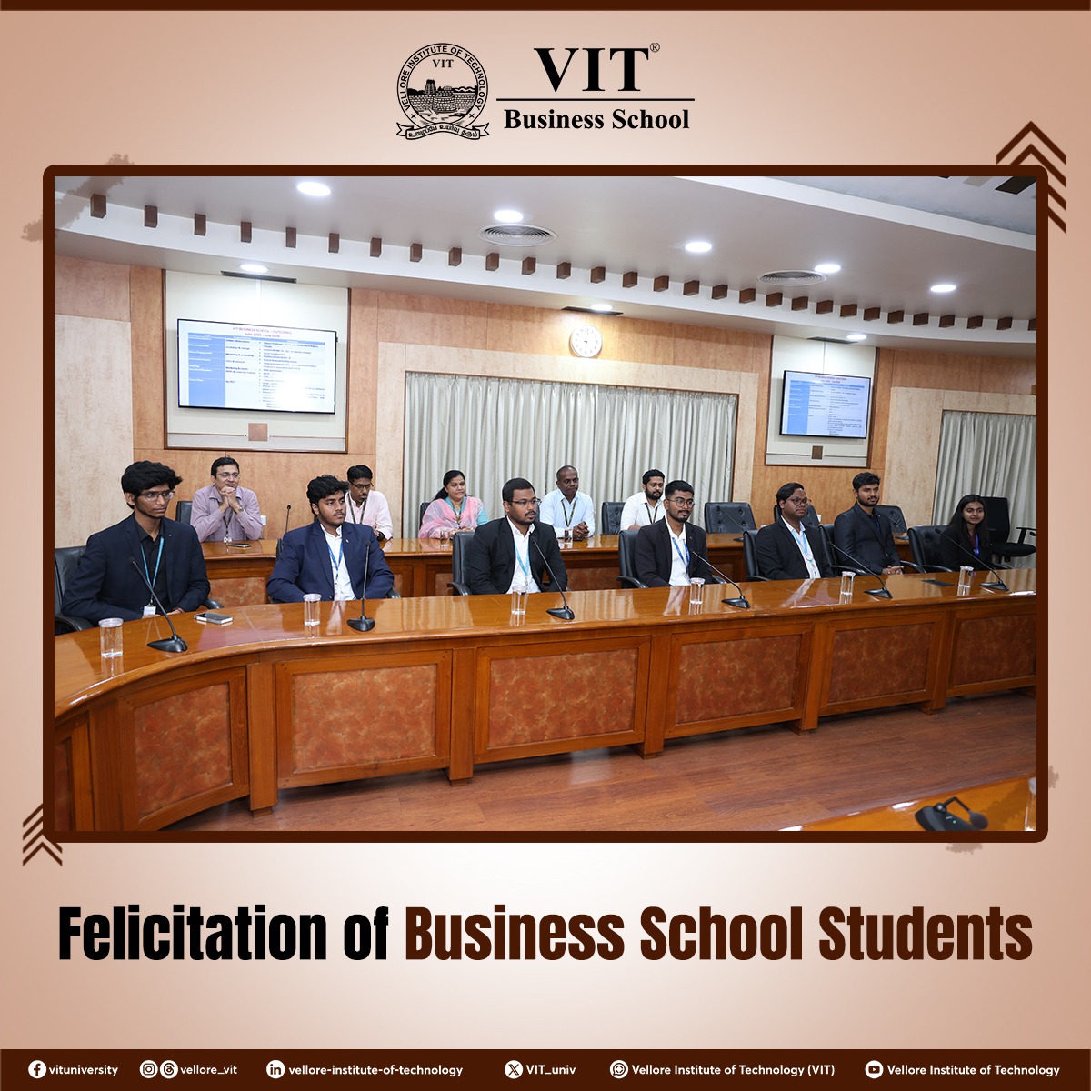 VIT_univ's tweet photo. VIT Business School (VITBS) organised "ELEVATE – Empowering Future Professionals" to celebrate the incredible national-level victories of our B-School Students, earlier during the day.
#VITBusinessSchool #VITElevate #BusinessLeaders #LifeAtVIT #FutureLeaders #VITVellore #VITBS https://t.co/bICKx9tOjw