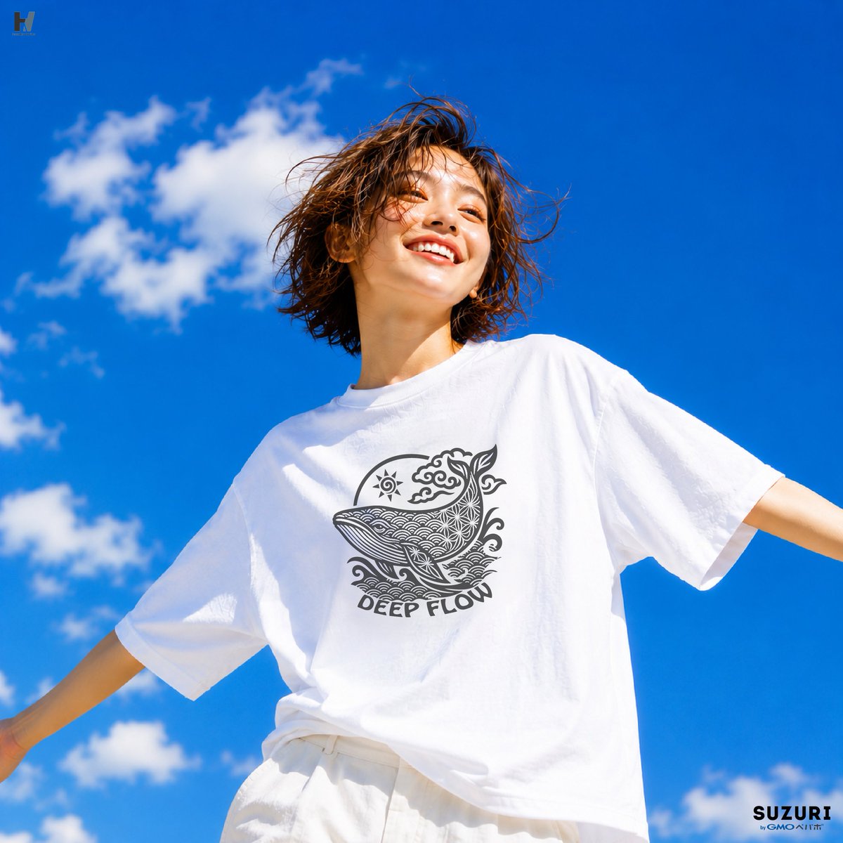 hands_works's tweet photo. 夏は、笑ったもん勝ち。☀️

風が気持ちいい日に着てほしい。

DEEP FLOW.

handsworksのオリジナルアイテム通販 ∞ SUZURI（スズリ）
https://t.co/Ywb8ADjiwt https://t.co/vYDOMCIjXn