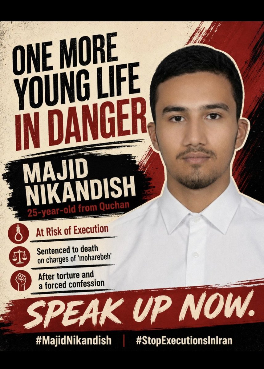 Sh11638's tweet photo. @OsineAden @UN_SPExperts @CNN A death sentence reportedly upheld by Iran's Supreme Court puts 
#MajidNikandish at immediate risk in Vakilabad Prison, Mashhad. Do not wait for news of an 
execution. Act while his life can still be saved. His life can still be saved. #StopExecutionsInIran https://t.co/jW7KC445sy