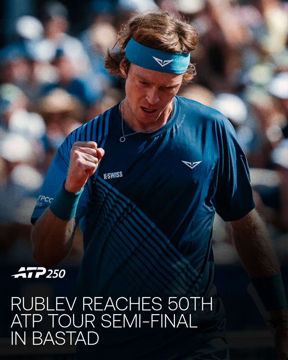 aarublevnews's tweet photo. Båstad QF:  Andrey Rublev d Sebastian Baez 6-1, 6-2

Great performance by Andrey to reach his 50th tour semifinal 💪

He will play Alejandro Tabilo in the SF tomorrow, not before 14:30 local time

📷 ATP Tour https://t.co/68NuMvqZPh