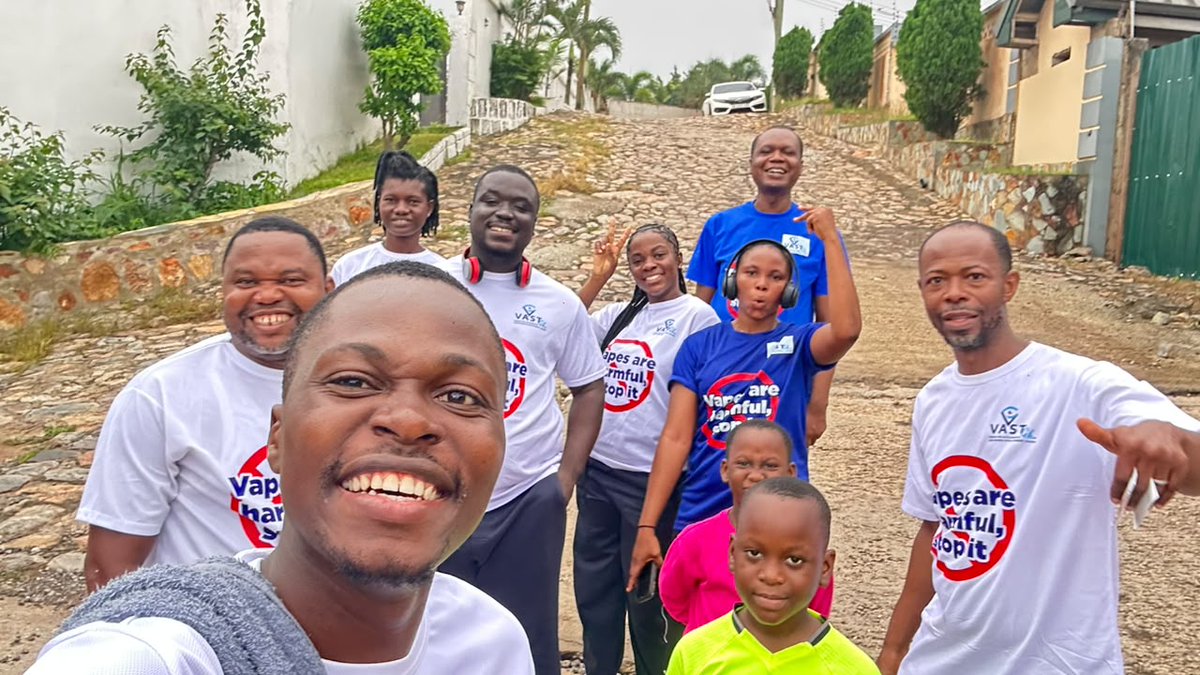 vastghana's tweet photo. At VAST Ghana, promoting health starts with how we care for ourselves.

As part of our #staffretreat and in recognition of Self-Care Month, we stepped away from our desks for a #wellnesswalk, reminding ourselves that #healthyliving is not just what we advocate for, but how we choose to live.

Our customised t-shirts carried messages raising awareness about the dangers of shisha, vapes, and other emerging nicotine products. Along the way, we engaged fellow exercisers and passersby, sharing information on the adverse health effects of tobacco and these emerging products. The walk reflected our belief that protecting health begins with everyday choices, and every conversation counts.

Beyond the policies we champion, we remain committed to fostering a workplace that values physical wellbeing, mental wellness, and self-care.

Happy Friday! Here's to making time to recharge and invest in our health.

#TGIF #SelfCareMonth #WalkTheTalk #VASTGhana #PublicHealth #Wellbeing #ProtectOurYouth #TobaccoControl