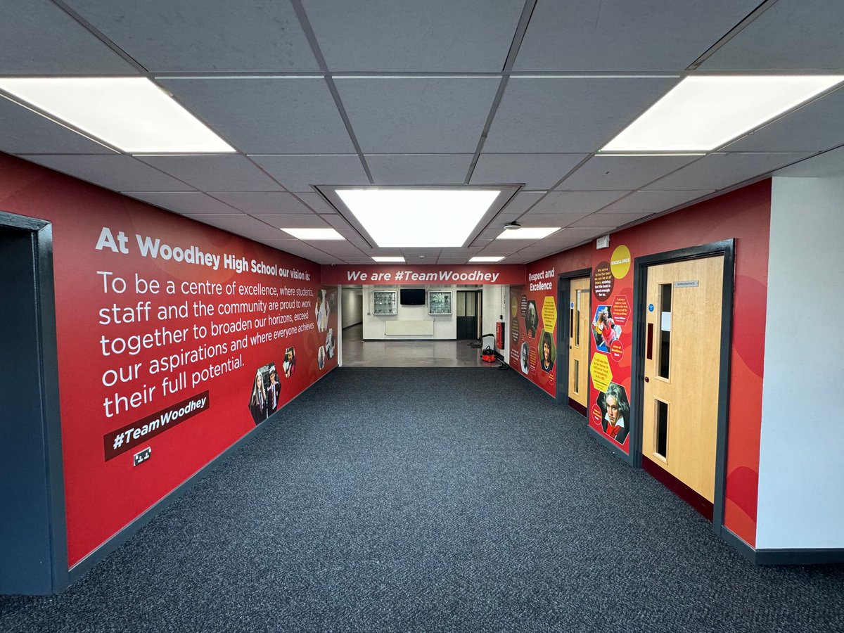 Design4Ed's tweet photo. What a transformation at Woodhey High School!
Bright, bold, and beautifully aligned with their values. A space that now inspires and welcomes.
Ready to showcase your school’s vision? Let’s talk. https://t.co/qO5yxz4dz3

#CoreValues #SchoolDesign #WallArt #TeamWoodhey https://t.co/huhtVOpv5P