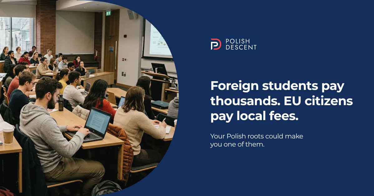 polish_descent's tweet photo. Same degree, two prices. International students pay full fees at Europe's public universities. EU citizens pay local rates, sometimes zero. Polish roots could move you across that line.

Link in the comments👇 https://t.co/tpRXTGt9iK