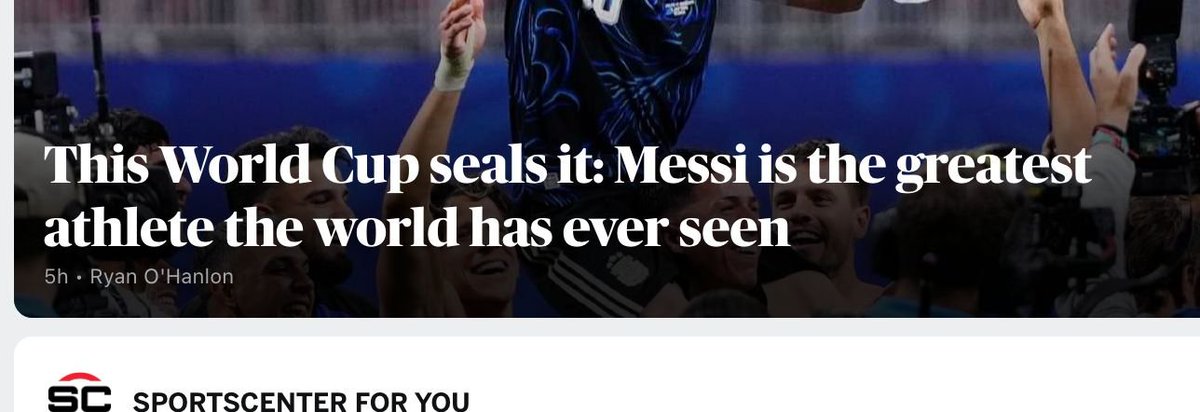 ByScottCooley's tweet photo. Dumbest headline ever @espn. can you really be the greatest athlete ever playing a sport that doesn’t even allow you to use your hands? https://t.co/3nRcuA2qG8