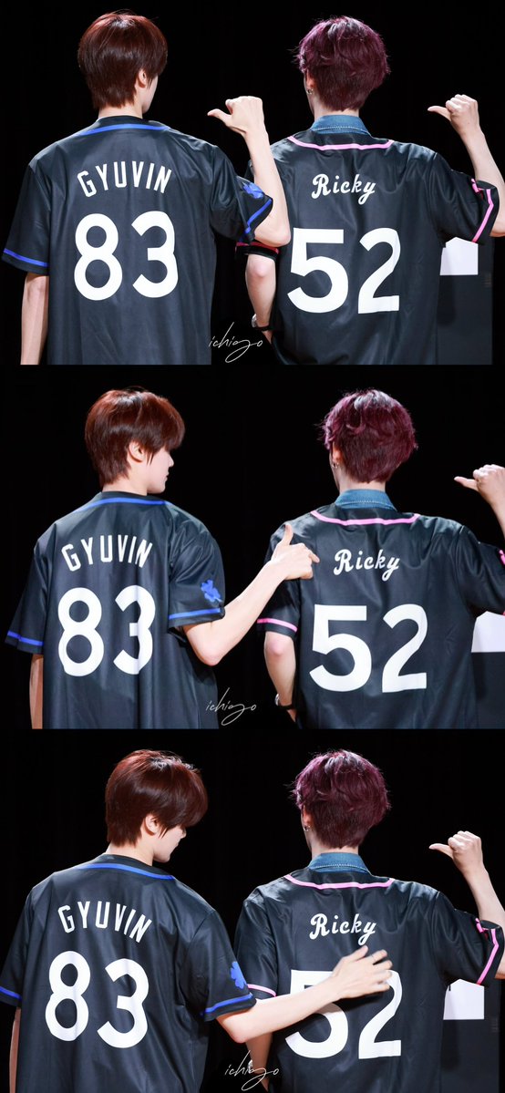 ttalgiily's tweet photo. their hair colors almost identical now, seems like gyuvin look so proud pointing at ricky's name, what a cute them. ⋆｡°✩ 83 + 52 💙˚˖𓍢ִ໋🩷͙֒✧˚⋆ https://t.co/hTv0tvyonh