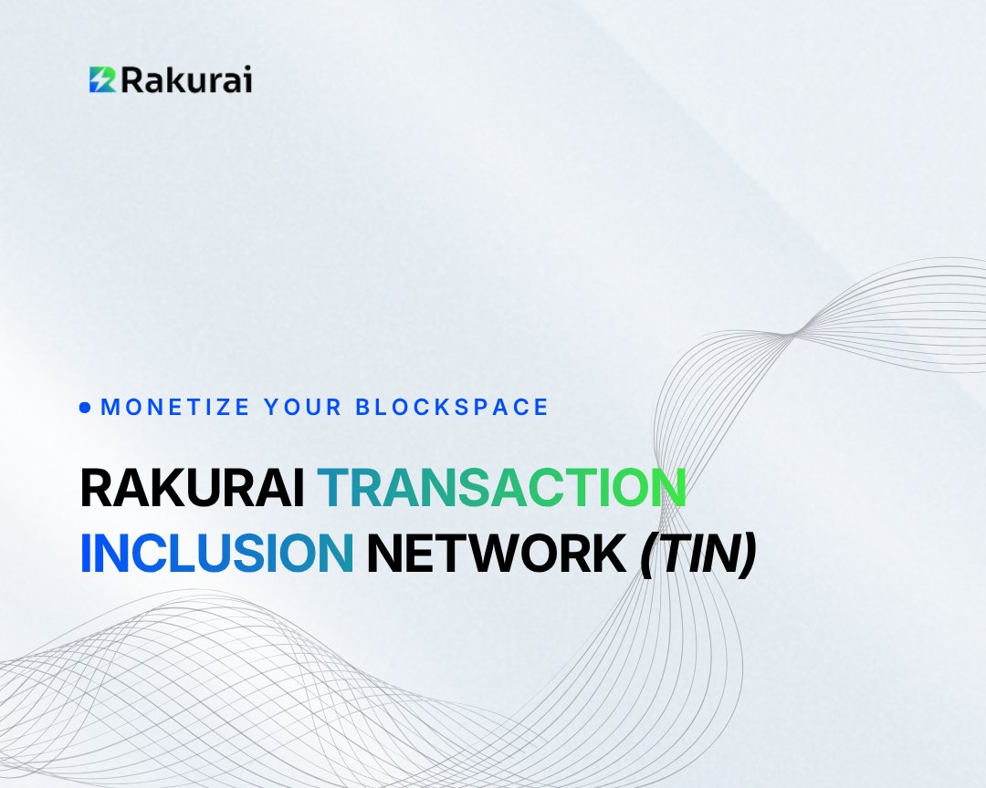 Rakurai_io's tweet photo. Blockspace is valuable. 
But most of it is under-monetized.

TIN acts as a decentralized aggregator, connecting validators to multiple tx landing services to access high-quality orderflow.

More flow → better pricing → higher rewards.

TIN it!