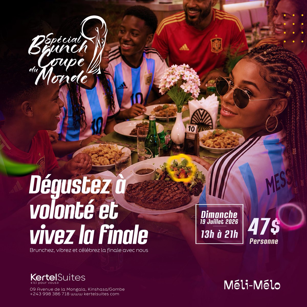 MeliMeloRestau's tweet photo. 🏆⚽ Finale de la Coupe du Monde

🍽️ Buffet à volonté
🎈 Kids Room
👶 Gratuit 0-5 ans
🧒 -50% de 6 à 12 ans

🕐 13h–21h 💵 47$ https://t.co/r4MzQwdBzH