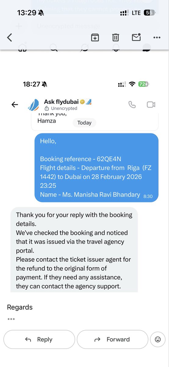 GowrishBhandary's tweet photo. @askflydubai I have reached out to @MyTrip multiple times but they just send me back to you( screenshots attached ), so please raise a case or ticket for my refund on your end which I can share with mytrip to process my refund.
I hope @flydubai handles this responsibly to help it’s customer https://t.co/5d5pU7k19G