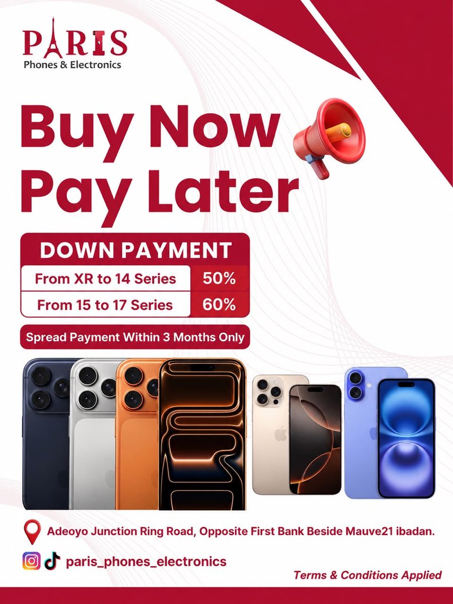 Ishola_Taiwo12's tweet photo. Announcement 📢 💃 💃  We're Fully activated for Installment of iPhone both UK 🇬🇧 USA 🇺🇸 Canada 🇨🇦 and Brandnew with 50%/60% @paris_phones https://t.co/VJDFlB5yHj. WhatsApp +2349057568774. #paris_phones_electronics #parisdey4u #qualityalwaysmatter #paris https://t.co/PJ3Y8ClBpb