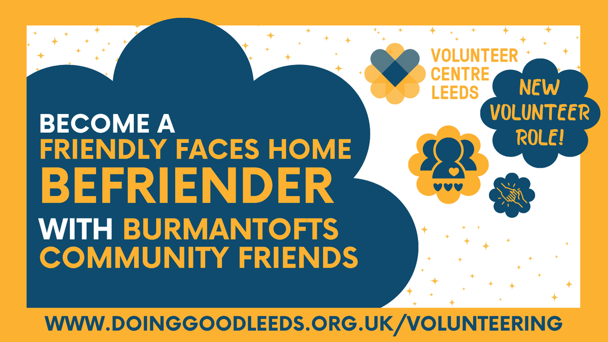 VolunteerLeeds's tweet photo. ⭐ New role! ⭐

Help support people struggling with loneliness as a Friendly Faces Home Befriender for @BSA_Leeds9! 🏚️🤝🫂

📅 Weekly/fortnightly
⏰️ Flexible
📍 Anglers Club, LS9 7TB
🔗 https://t.co/G2ibPDcTyc

More info:
🔗 https://t.co/sosohUK8v5

#VCLNewRoles #Leeds https://t.co/BPaDR7k9Zh