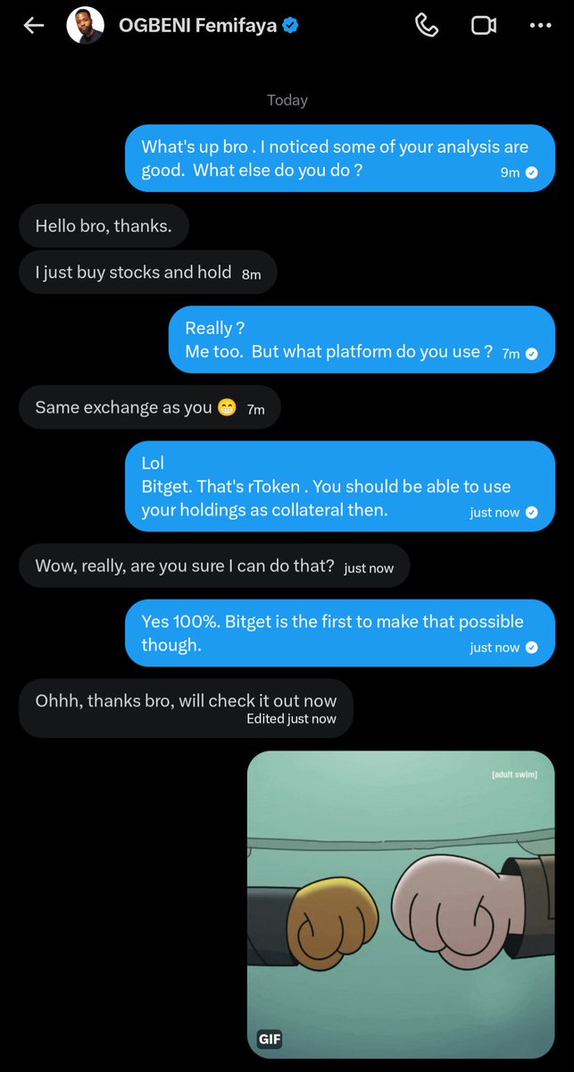 Cryptolanad's tweet photo. Wait. you didn't know this?" 😂

A friend told me he only buys and holds stocks on @bitget

I asked, "You're using rToken, right?"  He said yes.

Then I told him, your rToken holdings can also be used as collateral in Bitget's Unified Trading Account while you trade other markets. (Eligible ones)

Bro seems to be shocked. Lol 

Sometimes the best Bitget features are the ones people don't know at times. This one is massive as I've already tried with $rMU for $MU and still doing that.

Your rTokens could do more than just sit in your portfolio. If you know you know .
If you don't know, ask like he did.