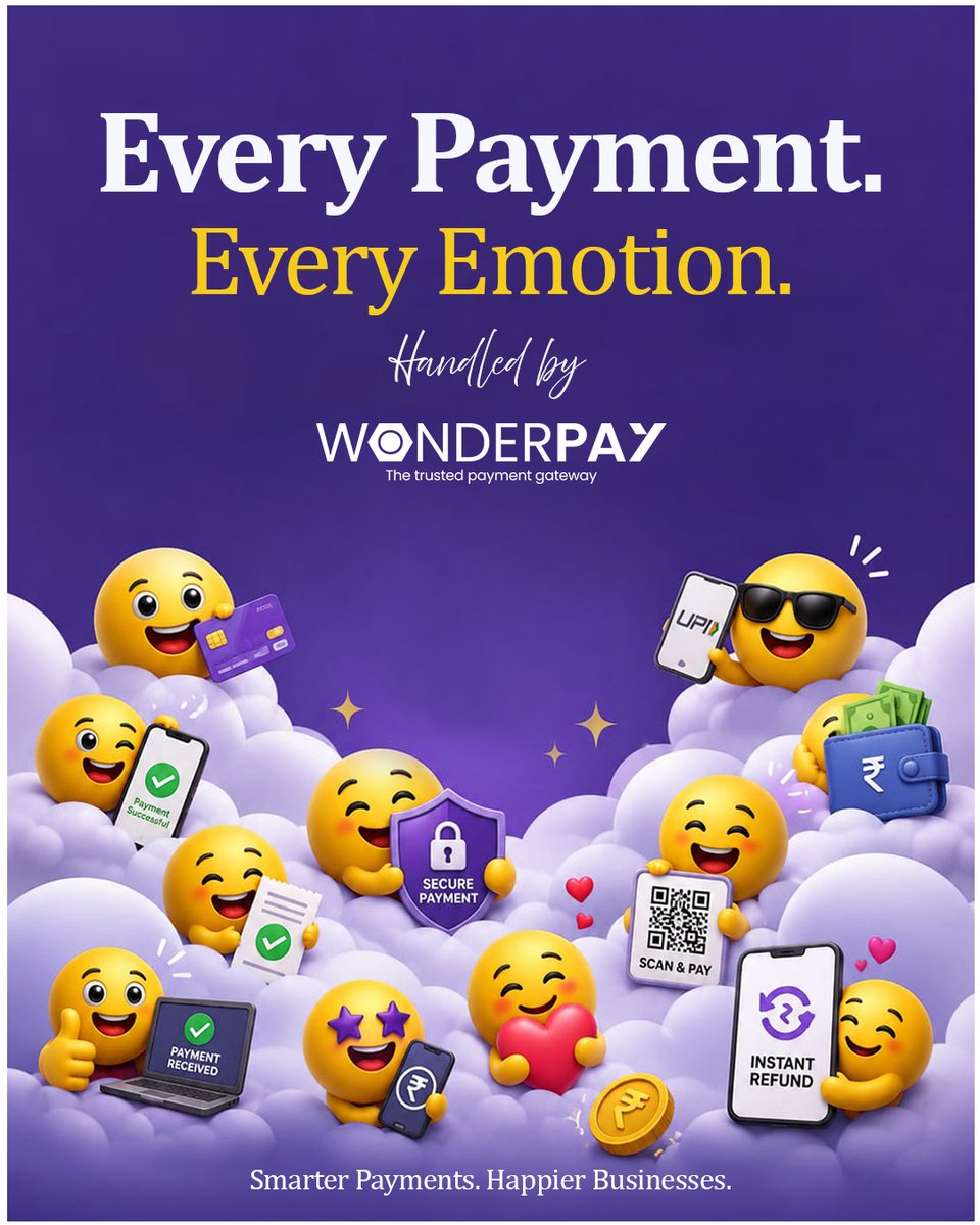 wonderpaytec's tweet photo. Every payment has a vibe. 🤑✨

From fast UPI scans to instant refunds, Wonderpay keeps your payments smooth and your customers smiling. Happy World #EmojiDay!

👉 https://t.co/WXUlPi4rf1

#Wonderpay #PaymentGateway #Fintech https://t.co/UcWD3MVId0