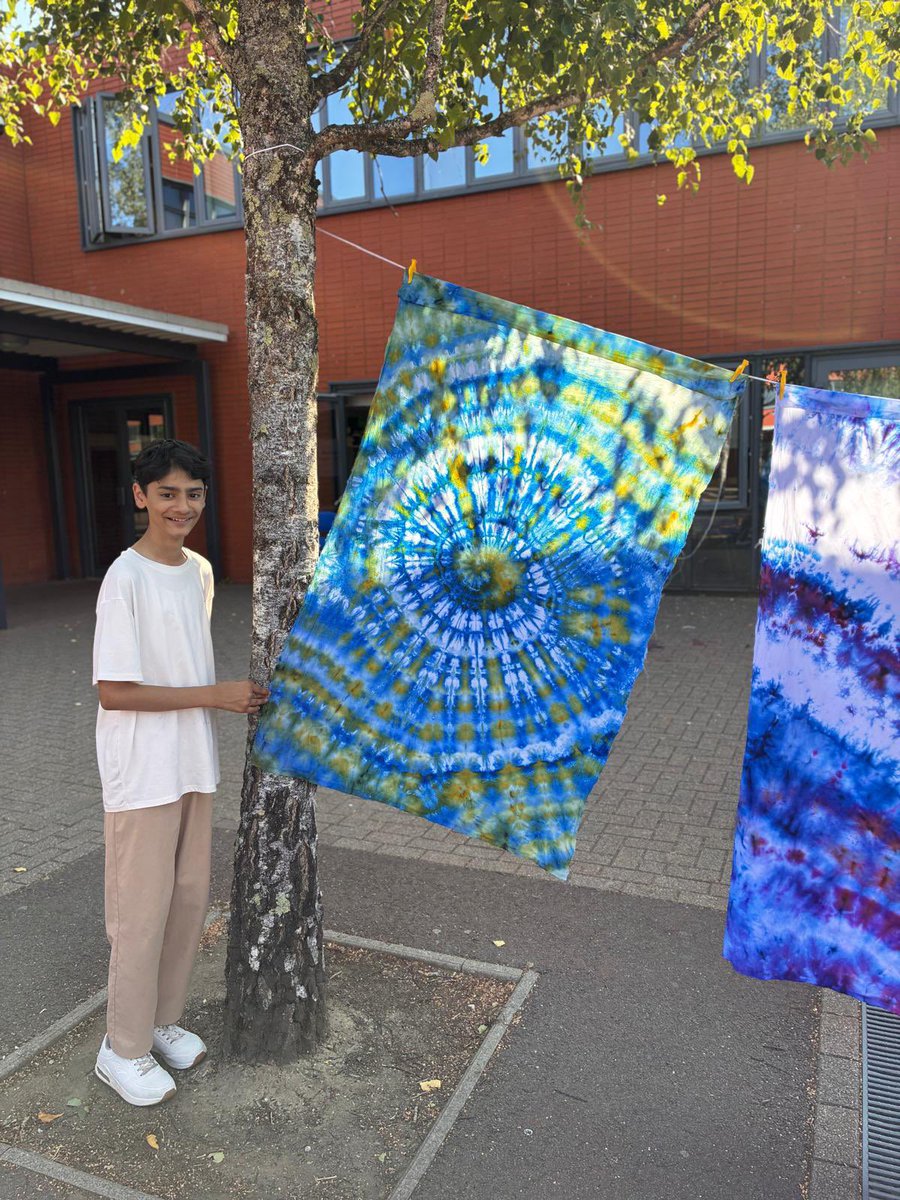 OrielHighSchool's tweet photo. Beautiful outcomes from our tie-dying group!! Looked stunning in our sunny courtyard this morning!! ๐ #ActivitiesWeek2026 https://t.co/Kq4PNGP7hd