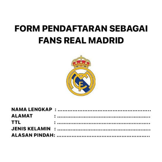 neuvablanco's tweet photo. Yang minat jadi fans Real Madrid silahkan isi form ini ya https://t.co/lKd1Yg0Gdo